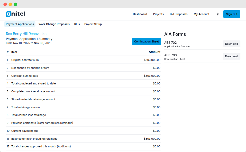 Payment application page screenshot Payment application page screenshot